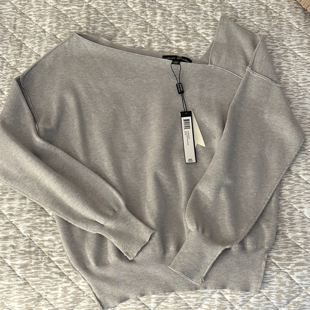 Catherine Malandrino Off-the-Shoulder Gray Sweater